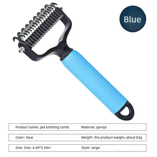Ultimate Pet Grooming Tool: Stainless Steel Double-Sided Detangling Comb for Effortless Shedding and Matted Hair Removal